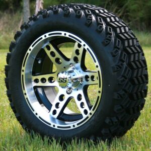 14″ DOMINATOR MACHINED/ BLACK WHEELS DOT ALL TERRAIN TIRES COMBO FOR SALE