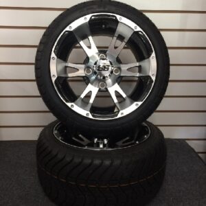 12″ ALUMINUM GOLF CART WHEEL AND STREET TIRE COMBO FOR SALE