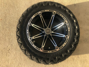 14 INCH MACHINED BLACK ELEMENT WHEEL 23X10X14 PREDATOR TIRE FOR SALE